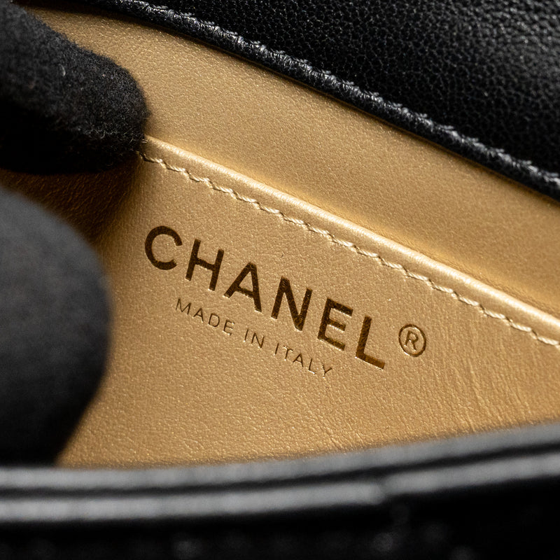 Chanel Pearl Crush Mini square flap bag lambskin Black GHW (Microchip)