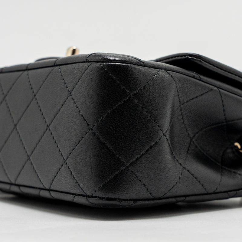 Chanel Top handle mini rectangular flap bag with lion charm lambskin black LGHW (microchip)