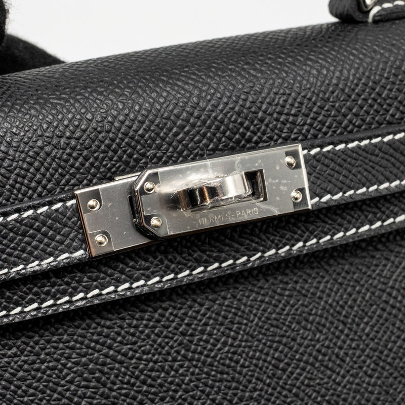 Hermes Mini Kelly II Special Order Epsom Black/Lime SHW Stamp K