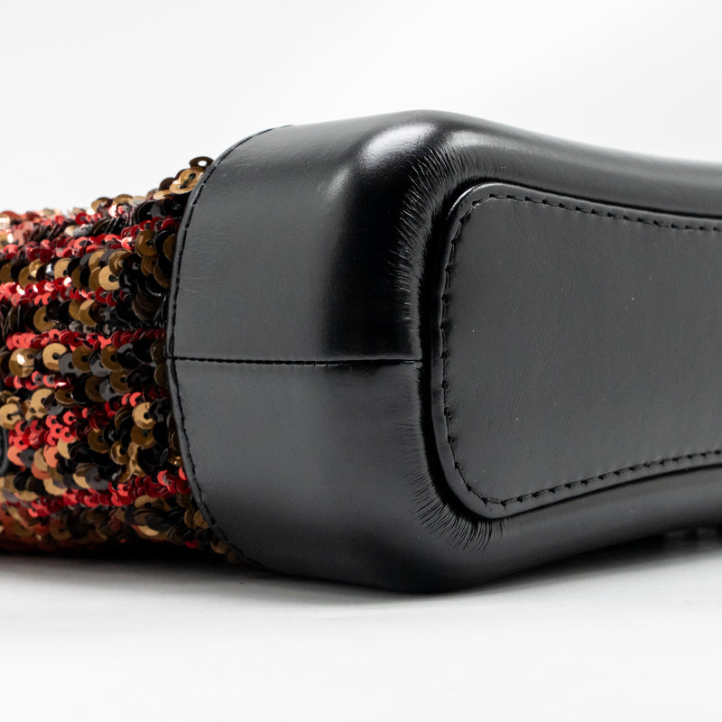 Chanel Small Gabrielle Hobo Bag Sequin/Shiny Calfskin Orange/Black Multicolour Hardware