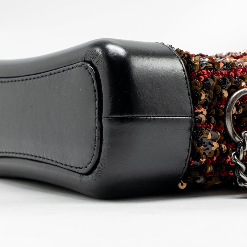 Chanel Small Gabrielle Hobo Bag Sequin/Shiny Calfskin Orange/Black Multicolour Hardware