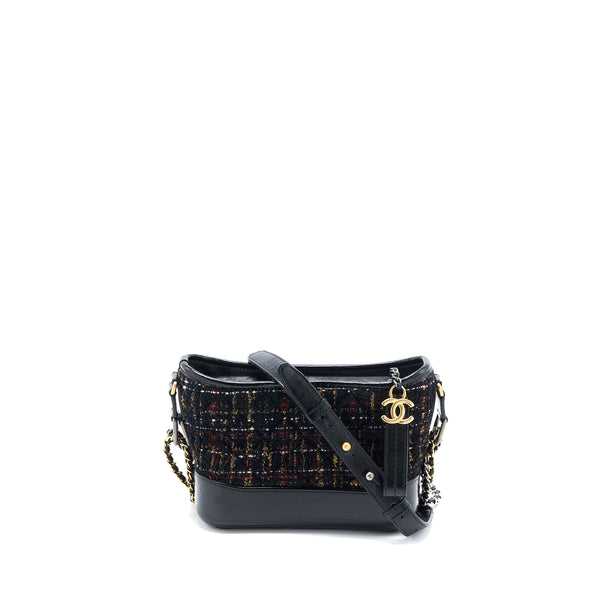 Chanel Small Gabrielle Hobo Bag Tweed/Leather Black Multicolour Hardware
