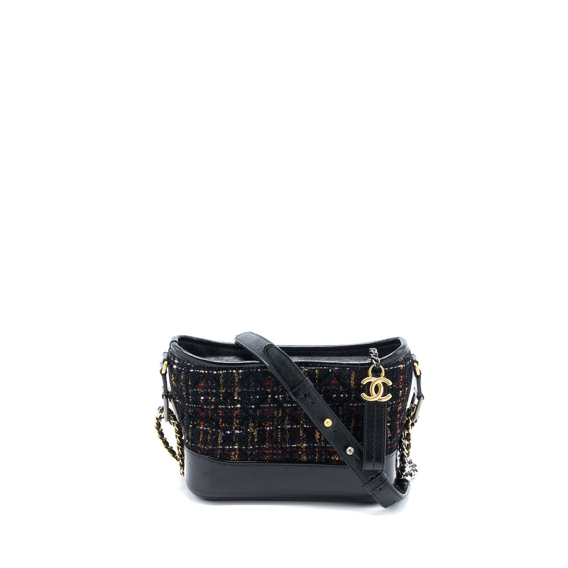 Chanel Small Gabrielle Hobo Bag Tweed/Leather Black Multicolour Hardwa