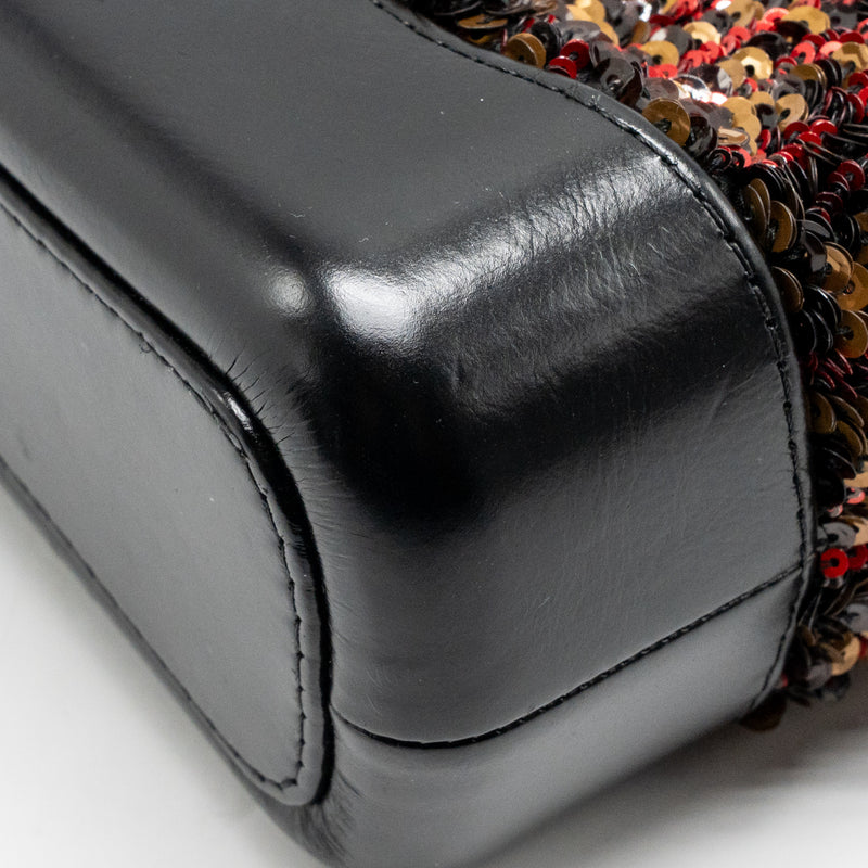 Chanel Small Gabrielle Hobo Bag Sequin/Shiny Calfskin Orange/Black Multicolour Hardware