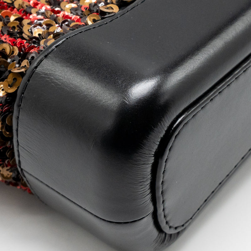 Chanel Small Gabrielle Hobo Bag Sequin/Shiny Calfskin Orange/Black Multicolour Hardware