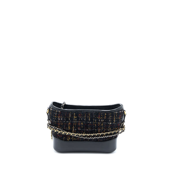Chanel Small Gabrielle Hobo Bag Tweed/Leather Black Multicolour Hardware