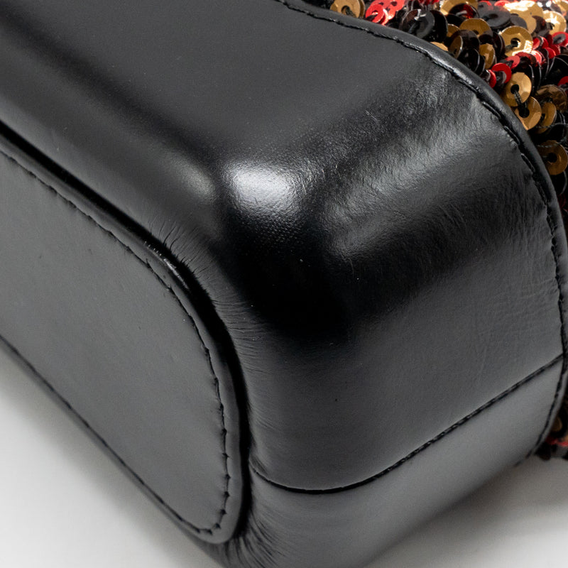 Chanel Small Gabrielle Hobo Bag Sequin/Shiny Calfskin Orange/Black Multicolour Hardware