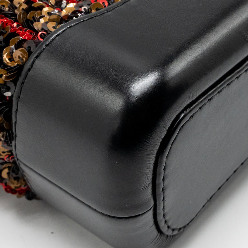 Chanel Small Gabrielle Hobo Bag Sequin/Shiny Calfskin Orange/Black Multicolour Hardware