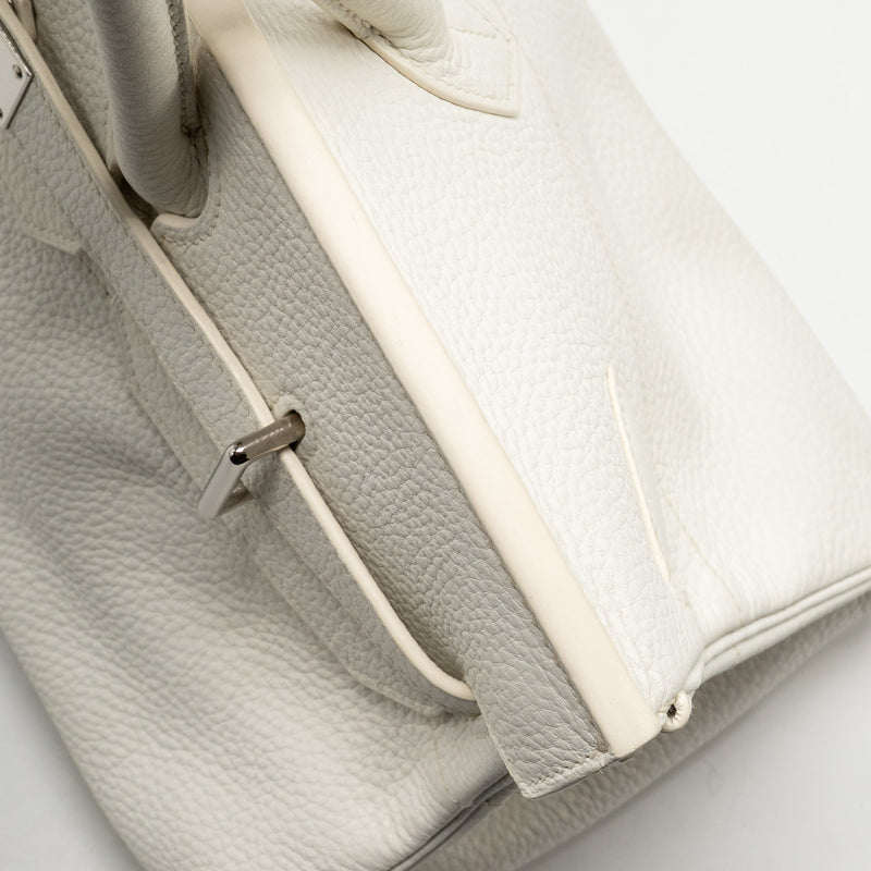 Hermes Shoulder Birkin Clemence White SHW Stamp Square M