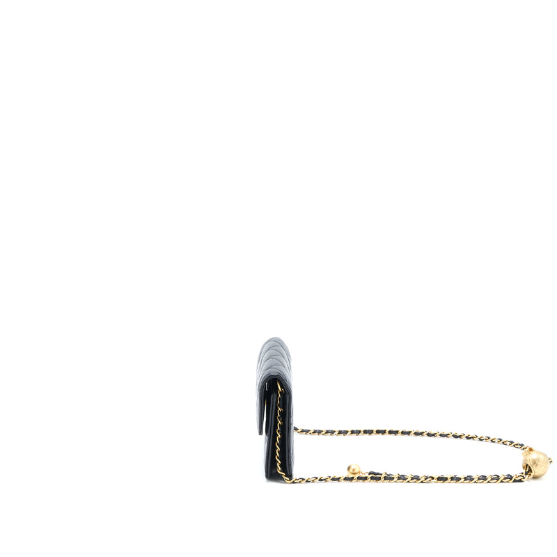 Chanel Pearl Crush Mini Flap Belt Bag Lambskin Black Brushed GHW