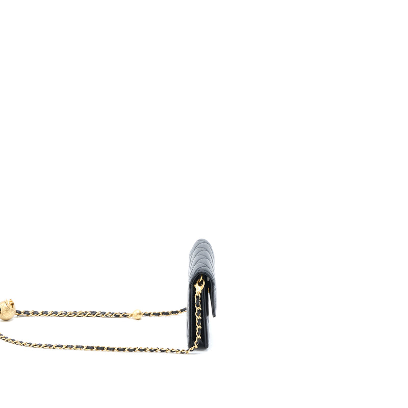 Chanel Pearl Crush Mini Flap Belt Bag Lambskin Black Brushed GHW