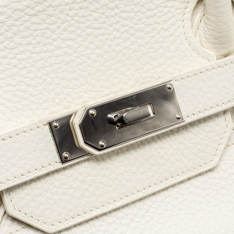 Hermes Shoulder Birkin Clemence White SHW Stamp Square M