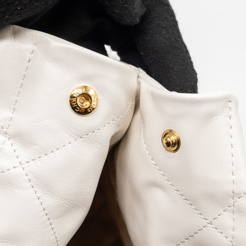 Chanel medium 22 bag calfskin white GHW (microchip)