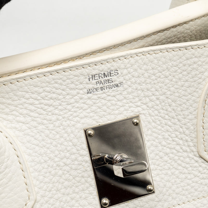 Hermes Shoulder Birkin Clemence White SHW Stamp Square M