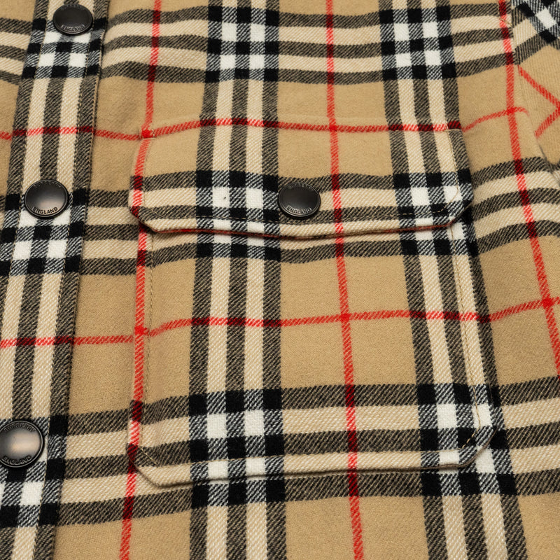 BURBERRY Size M Vintage Check Overshirt Jacket Virgin Wool/Cotton Beige
