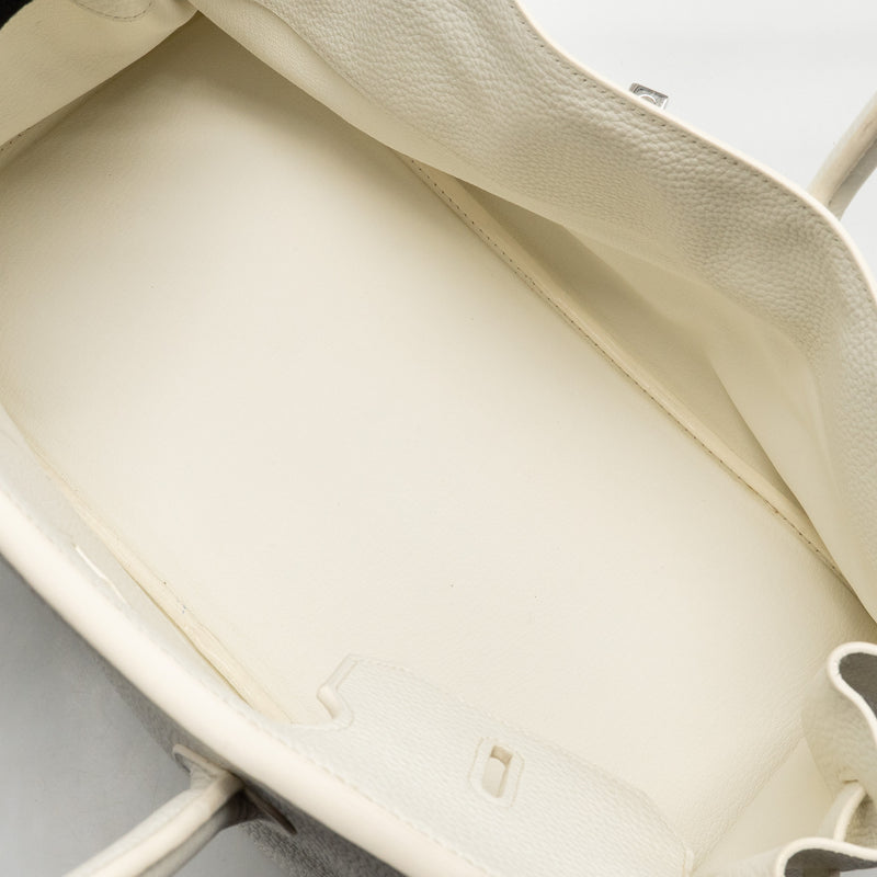 Hermes Shoulder Birkin Clemence White SHW Stamp Square M