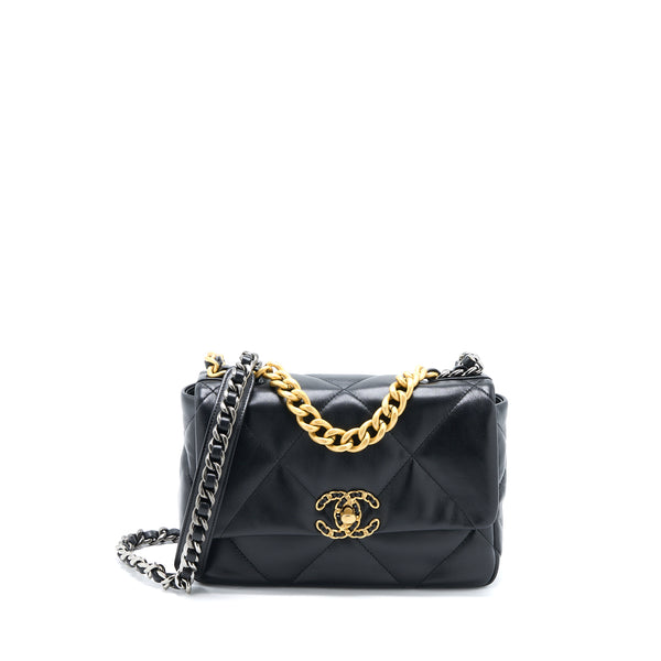 Chanel Small 19 Bag Lambskin Black Multicolour Hardware