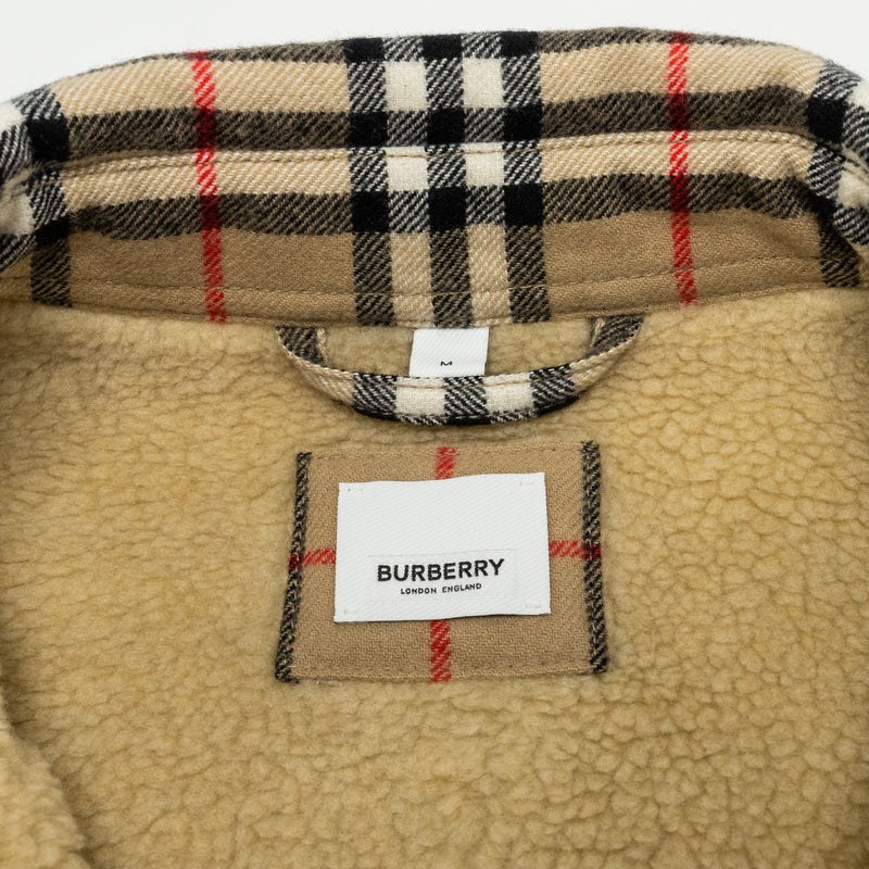 BURBERRY Size M Vintage Check Overshirt Jacket Virgin Wool/Cotton Beige