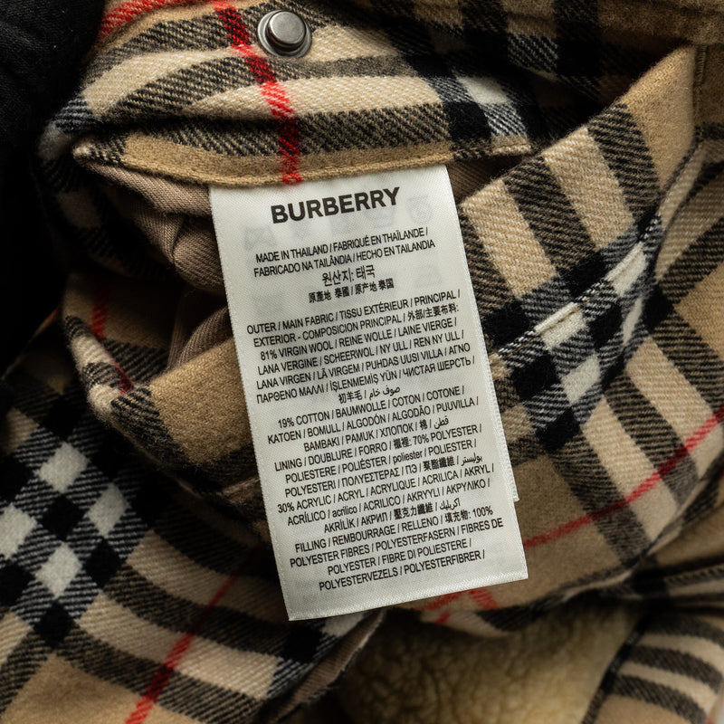 BURBERRY Size M Vintage Check Overshirt Jacket Virgin Wool/Cotton Beige