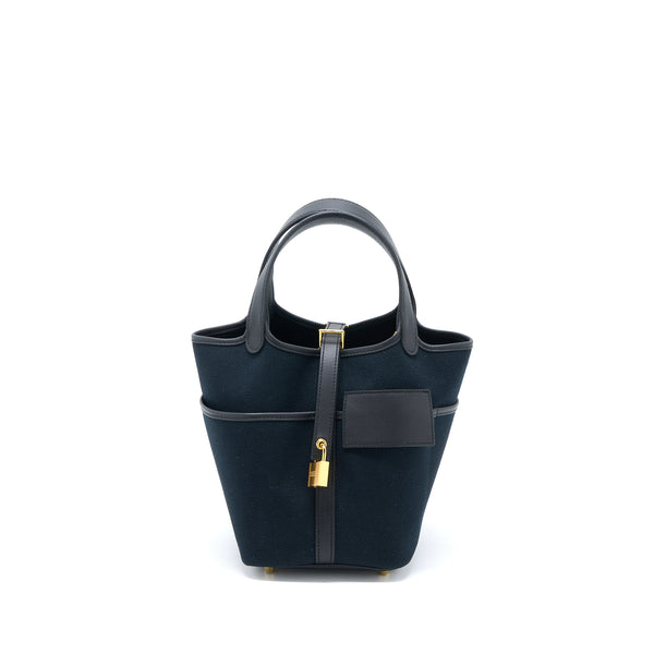 Hermes Cargo Picotin 18 Pocket Bag Canvas/Swift Black GHW Stamp U