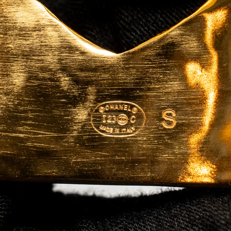 Chanel size s crystal CC heart cuff bracelet gold tone