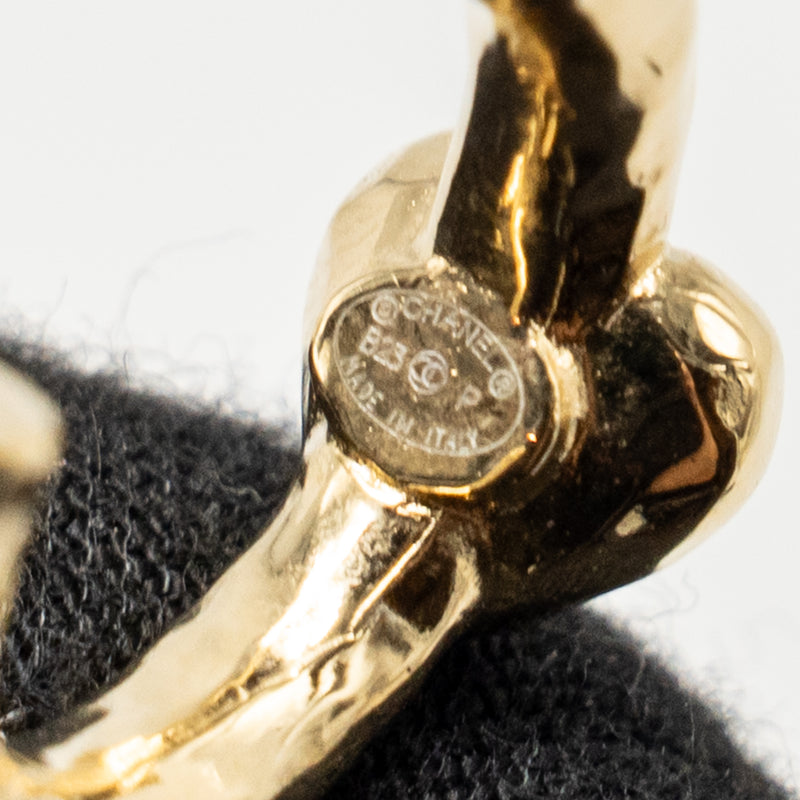 Chanel CC Logo/Heart dropped earrings light gold tone