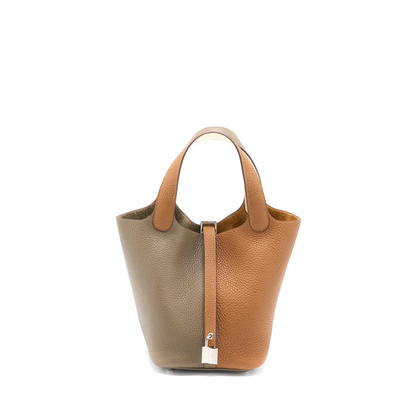 Hermes Picotin 18 Lock Bag Clemence Gold/Etoupe/Nata SHW Stamp Z
