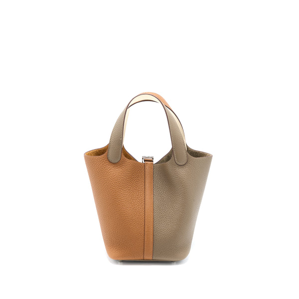 Hermes Picotin 18 Lock Bag Clemence Gold/Etoupe/Nata SHW Stamp Z
