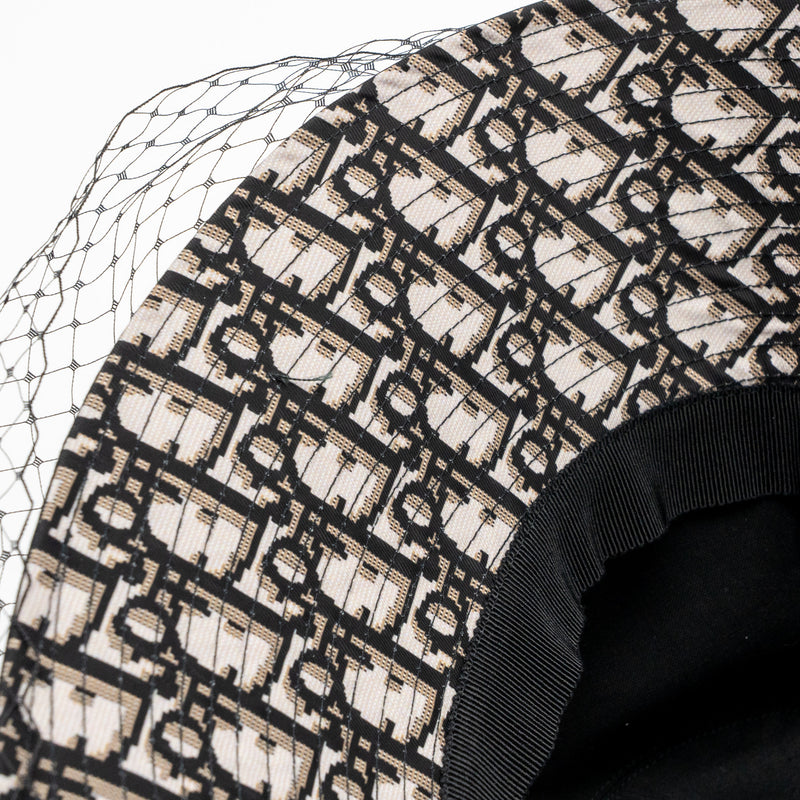 Dior Size 59 Teddy-D Brim Bucket Hat with Veil Black