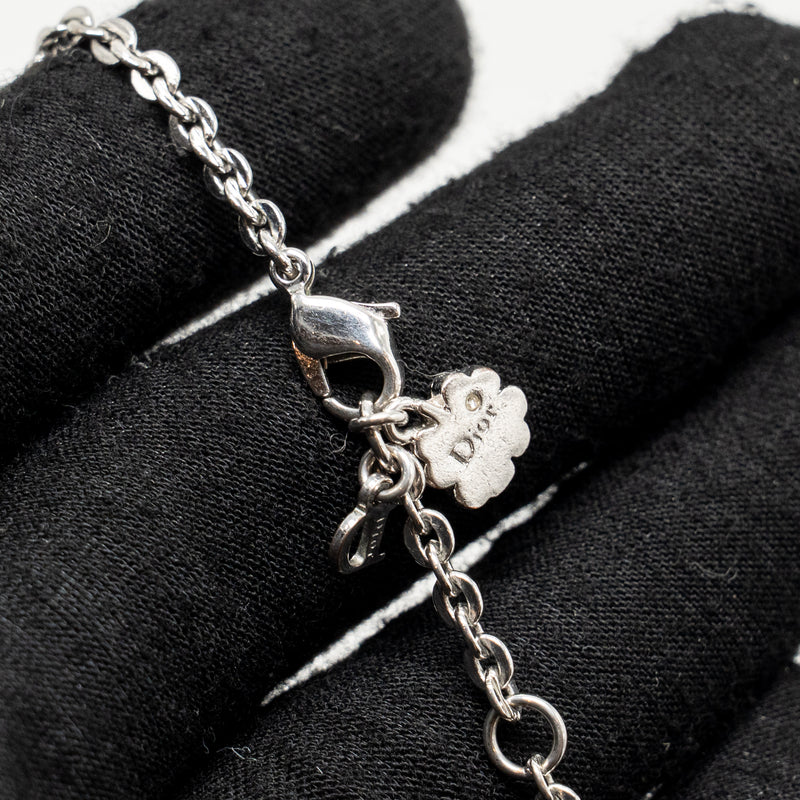 Dior Crystal Charm Bracelet Silver Tone