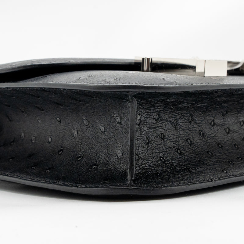 Hermes Constance 24 Ostrich Black SHW Stamp K