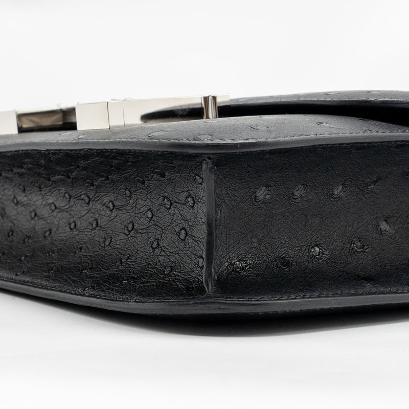 Hermes Constance 24 Ostrich Black SHW Stamp K