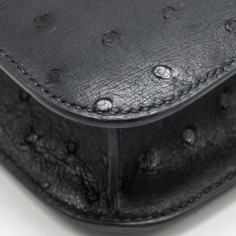 Hermes Constance 24 Ostrich Black SHW Stamp K