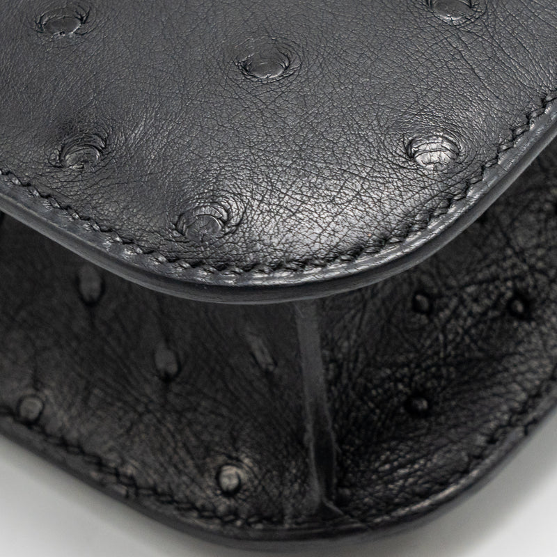 Hermes Constance 24 Ostrich Black SHW Stamp K