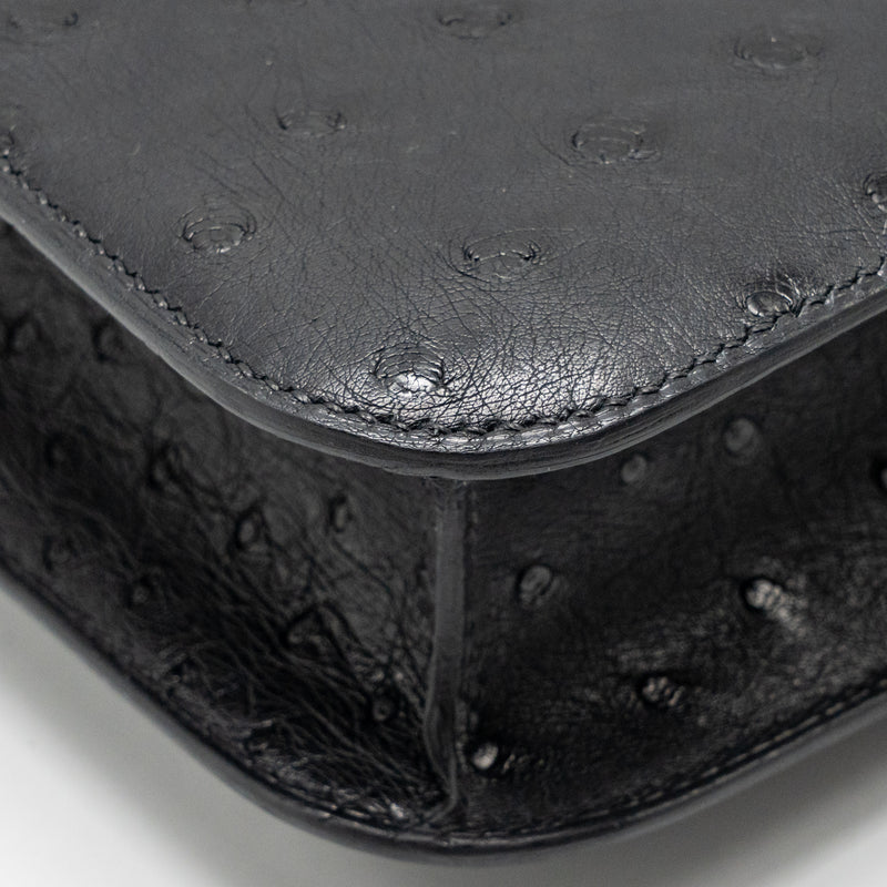 Hermes Constance 24 Ostrich Black SHW Stamp K