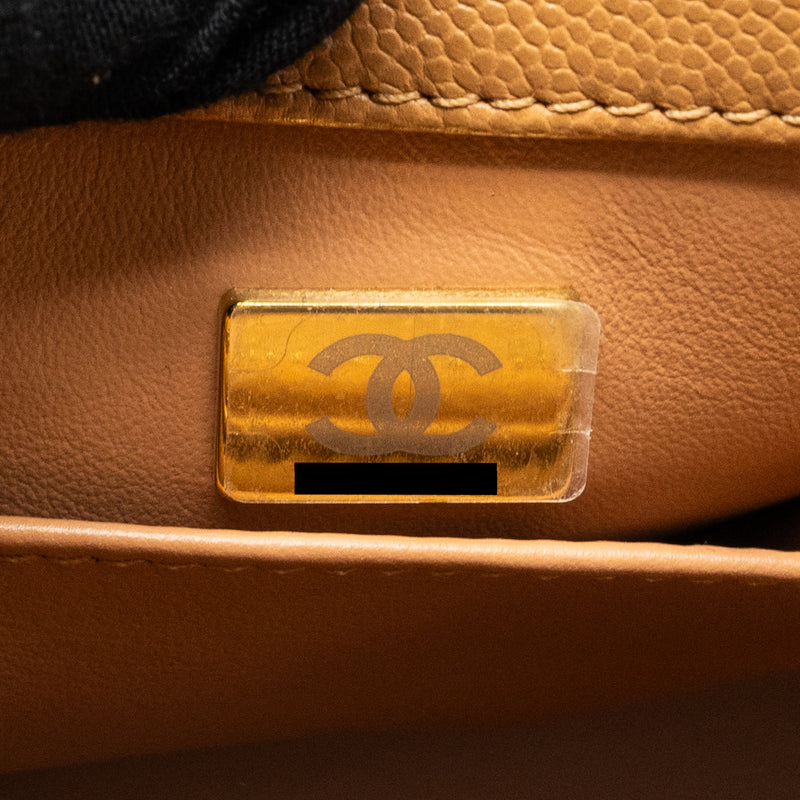Chanel Medium Coco Handle Caviar Dark Beige GHW (microchip)