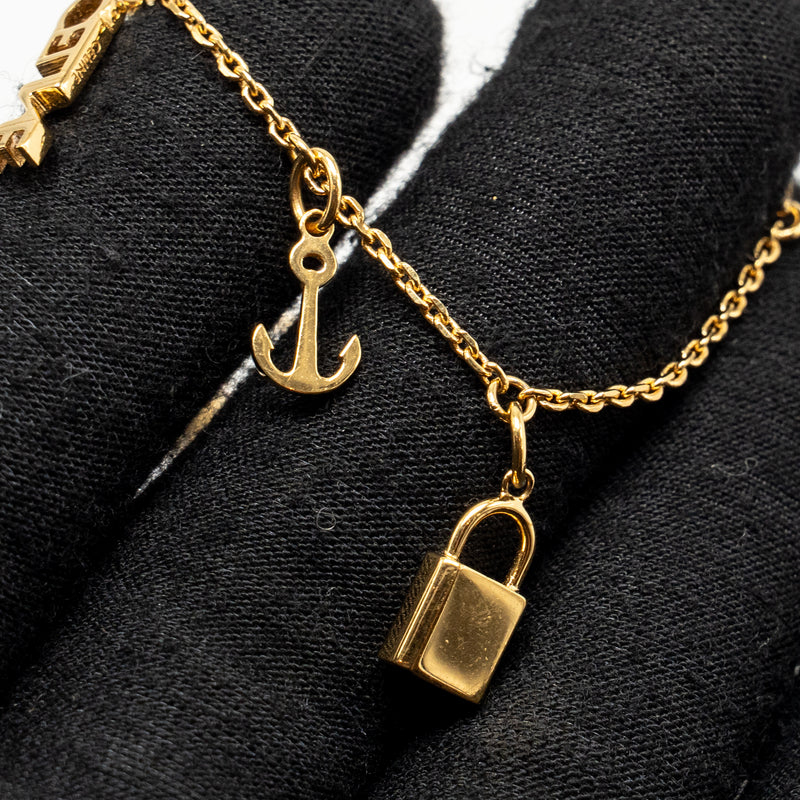 Celine Padlock Charm/key bracelet gold tone