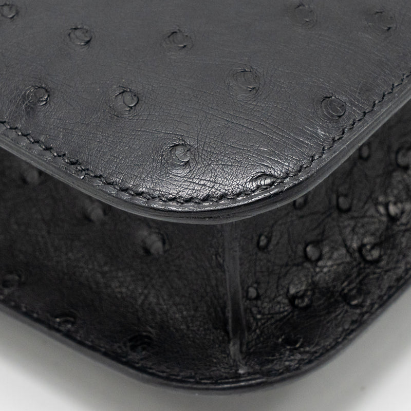 Hermes Constance 24 Ostrich Black SHW Stamp K