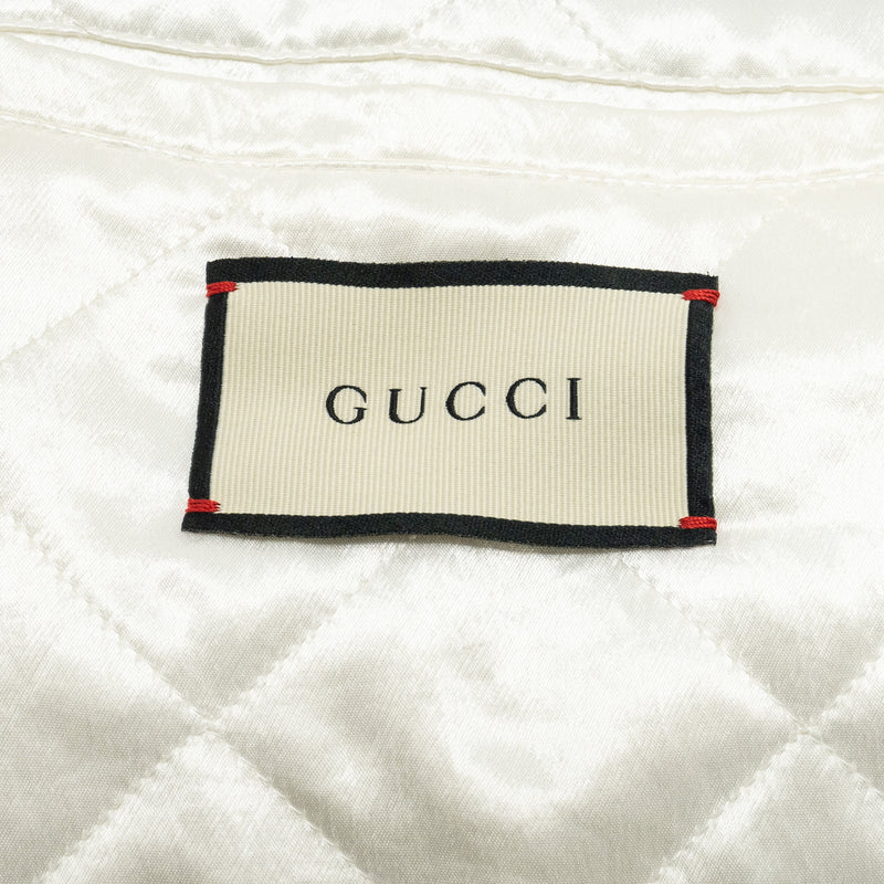 GUCCI Size 48 NY Yankees Bomber Jacket Satin Blue/White