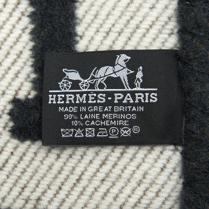 Hermes Avalon Throw Blanket Ecru/Gris fonce