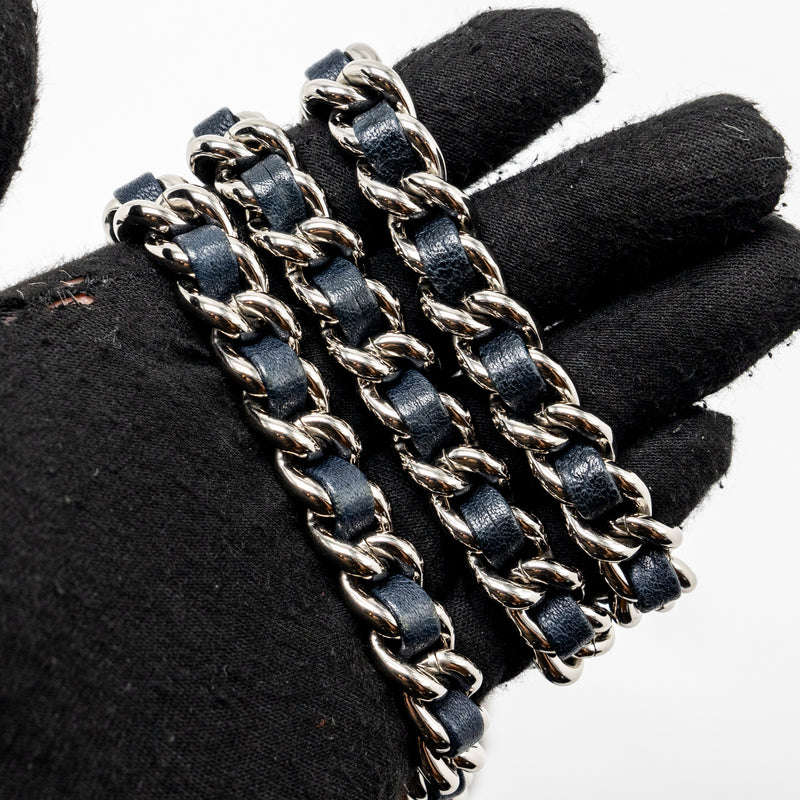 Chanel Mini Round Flap Bag With Chain Aged Calfskin Navy SHW