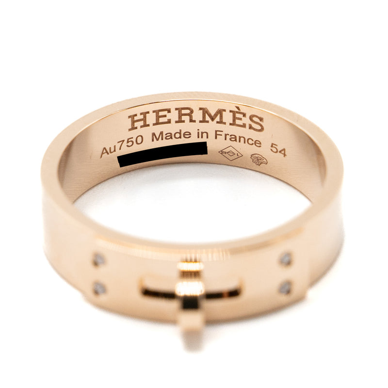 Hermes size 54 Kelly ring, small model rose gold with 4 diamonds
