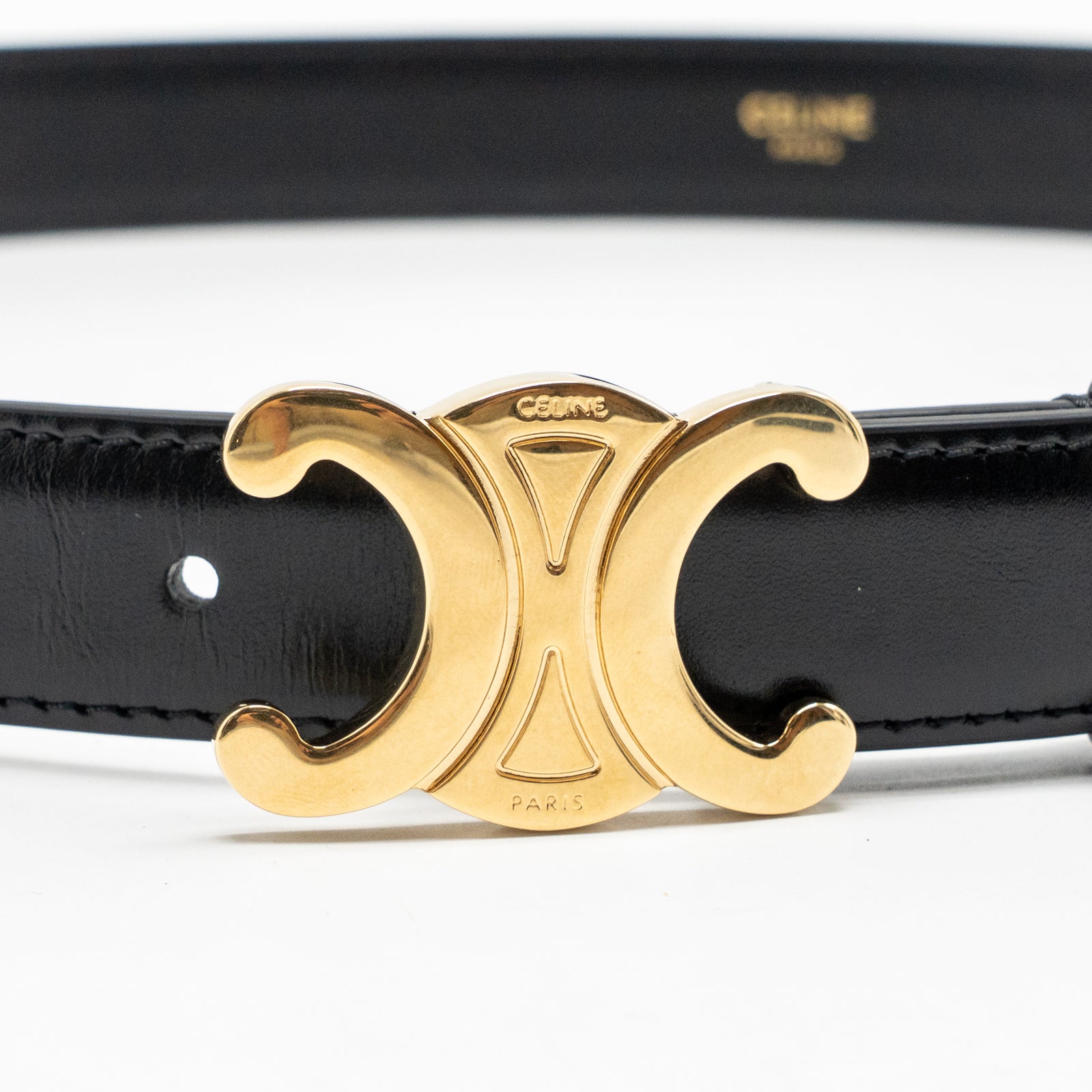 Celine size 85 triomphe belt 25mm calfskin black GHW