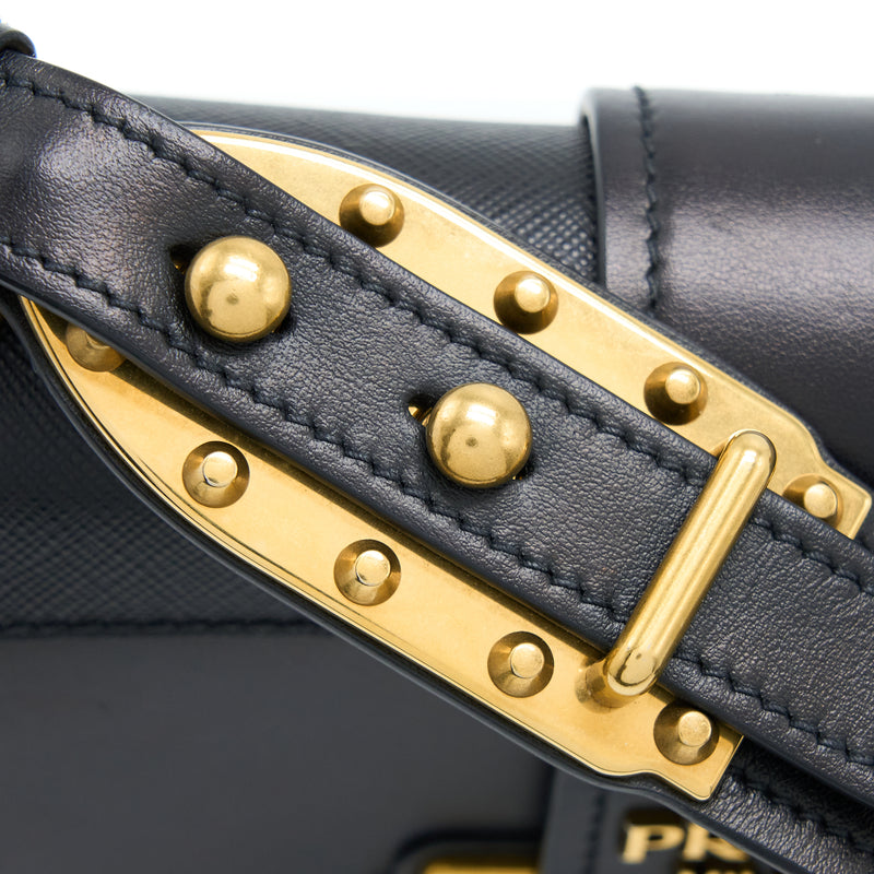 Prada Cahier Crossbody Bag Leather Black GHW