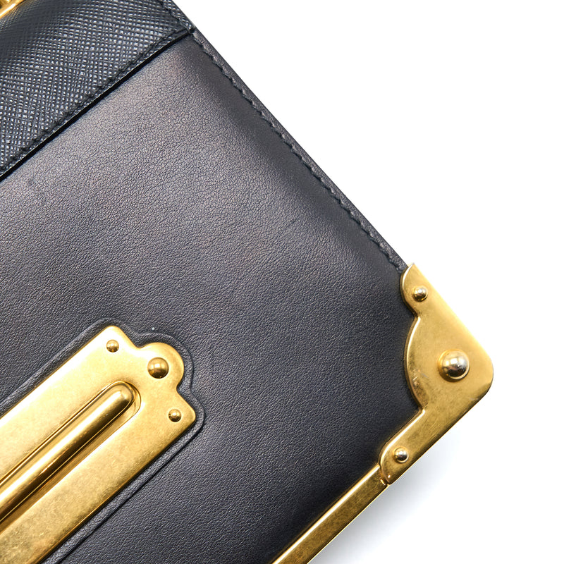 Prada Cahier Crossbody Bag Leather Black GHW