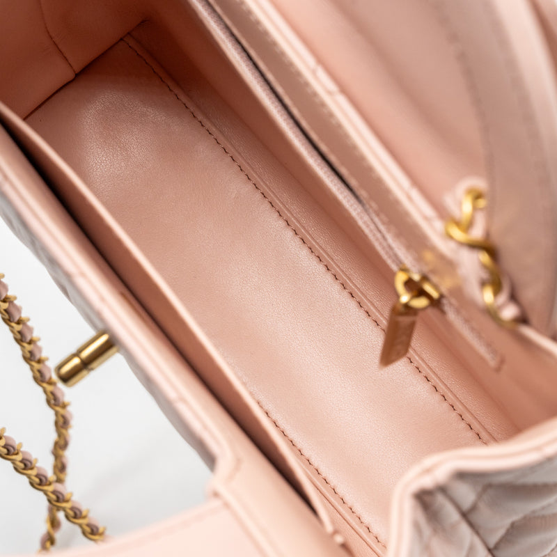 Chanel 23k mini shopping tote / kelly bag calfskin pink GHW (Microchip)