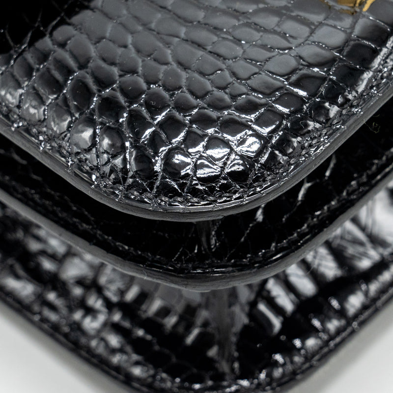 Hermes Mini Constance Shiny Alligator Mississippiens Black GHW Stamp U