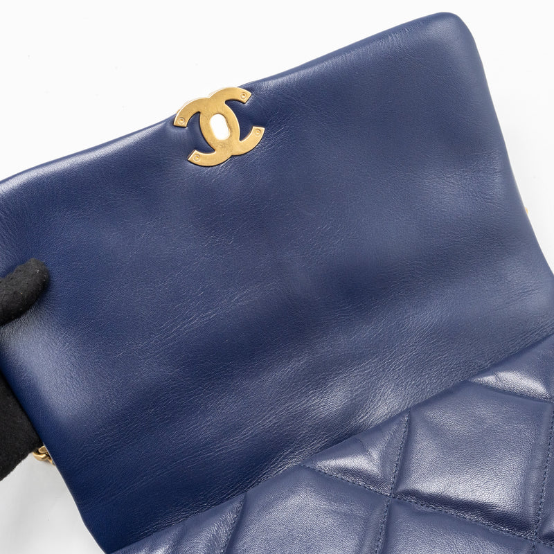 Chanel maxi 19 bag goatskin dark blue multicolour hardware