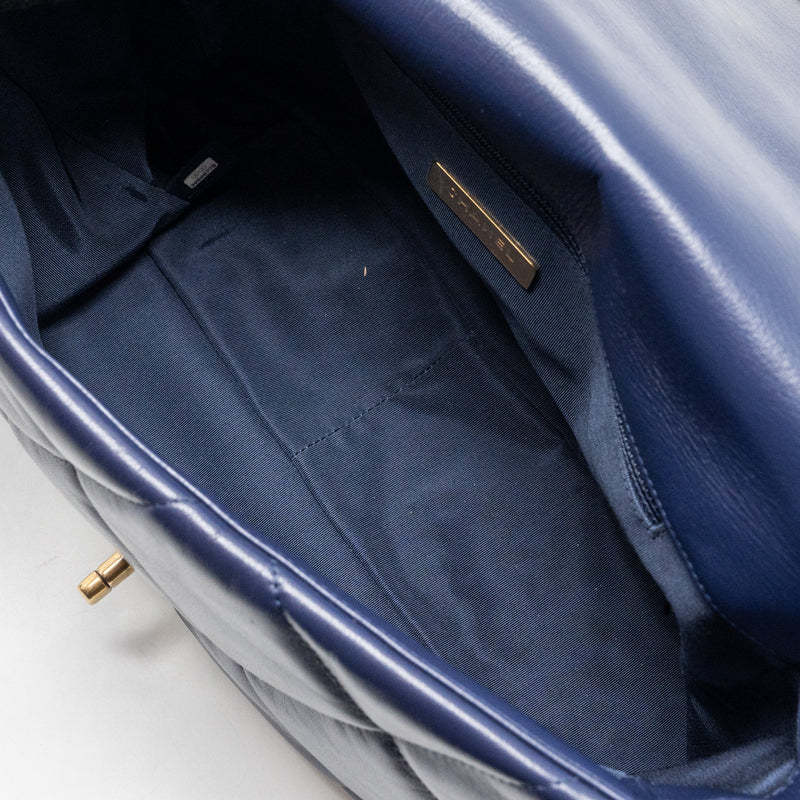 Chanel maxi 19 bag goatskin dark blue multicolour hardware