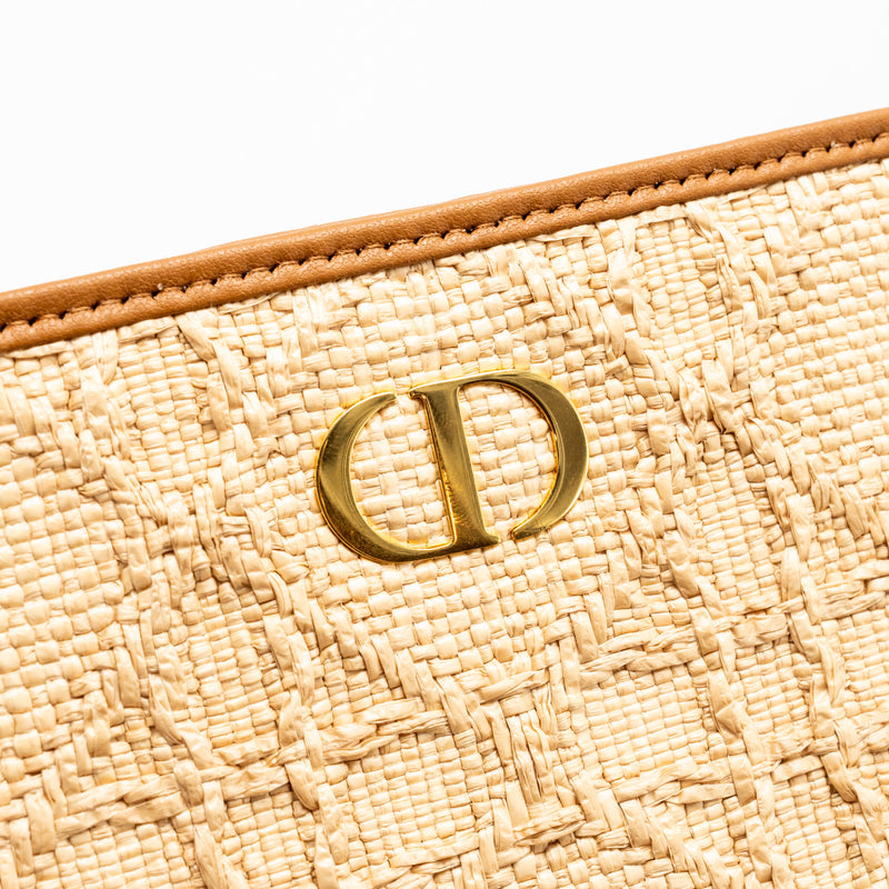 Dior 30 Montaigne Dea Pouch Natural Cannage Raffia Beige/Multicolour GHW